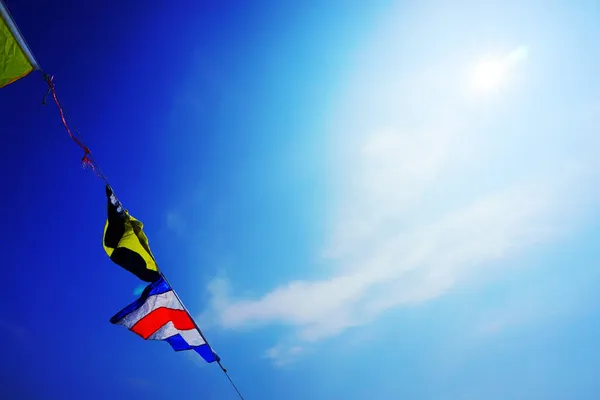 flags of different colors and sizes of the sky.