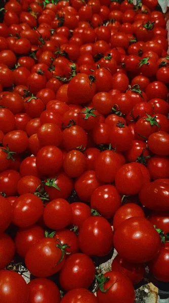 fresh tomatoes in a market