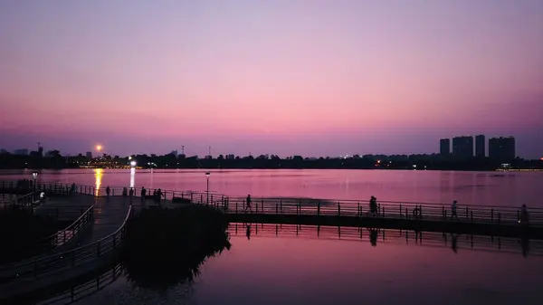 stock image beautiful sunset over the lake