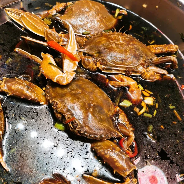 seafood-boiled crayfish with spices and herbs