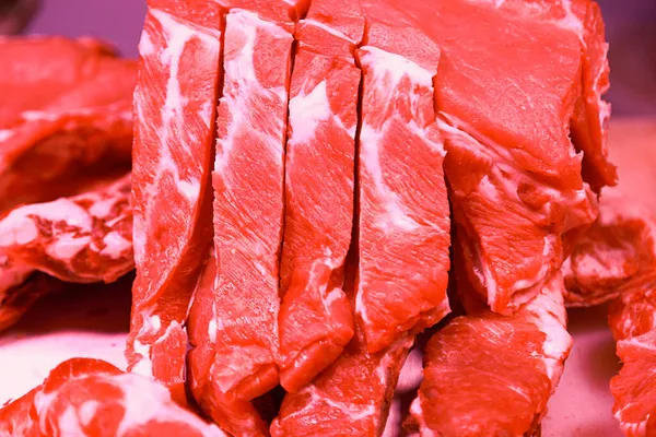 raw meat on a market