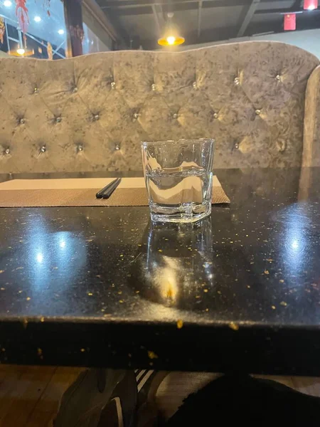 glass of water in the restaurant