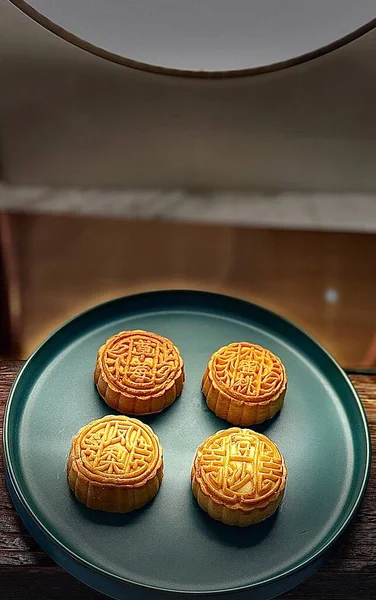 moon cake with caramel and nuts