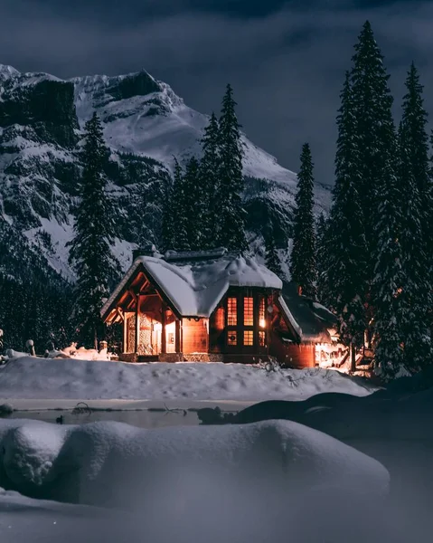 Bela Paisagem Inverno Com Árvores Cobertas Neve — Fotografia de Stock