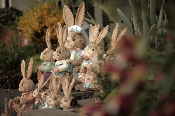 easter decoration with rabbit and flowers