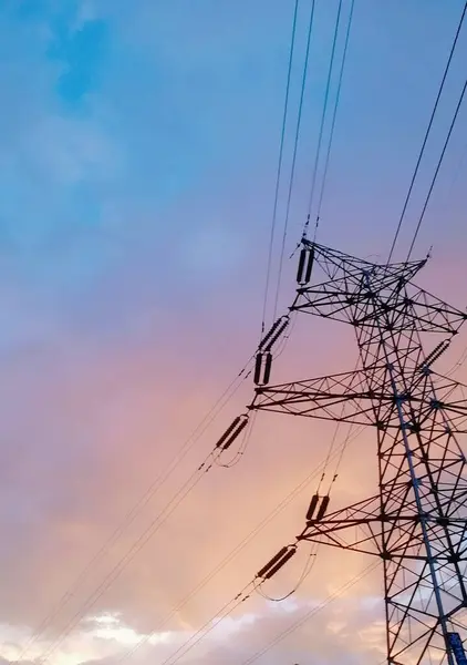 stock image high voltage tower, electricity pylon, power lines