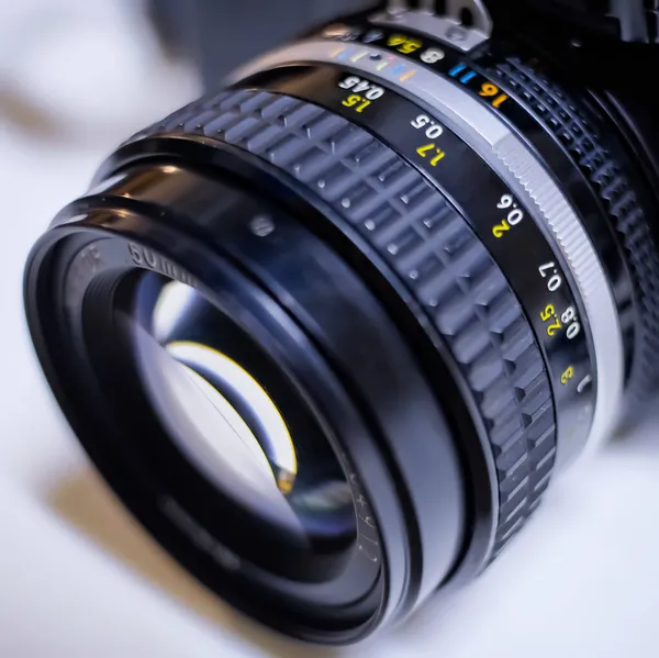 camera lens on a white background