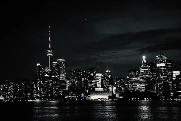 night view of the city of manhattan, new york
