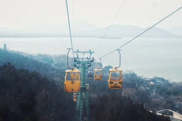 cable car on the top of the mountain