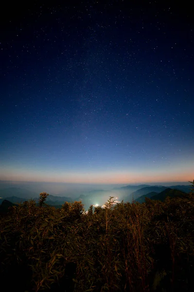 beautiful night sky with stars and moon