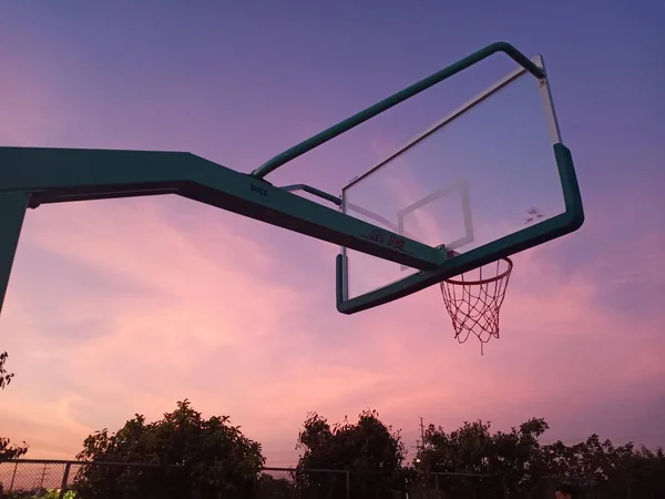 basketball hoop on the field