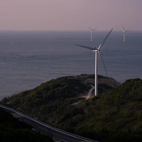 wind turbines on the coast of the mediterranean sea in the north of the state of israel