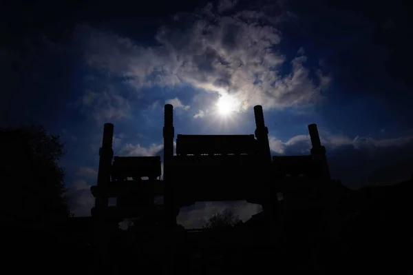 silhouette of a castle in the sky