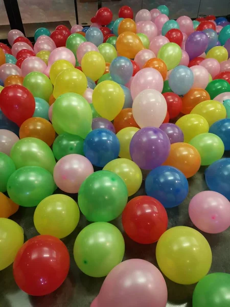 colorful balloons in the form of a rainbow