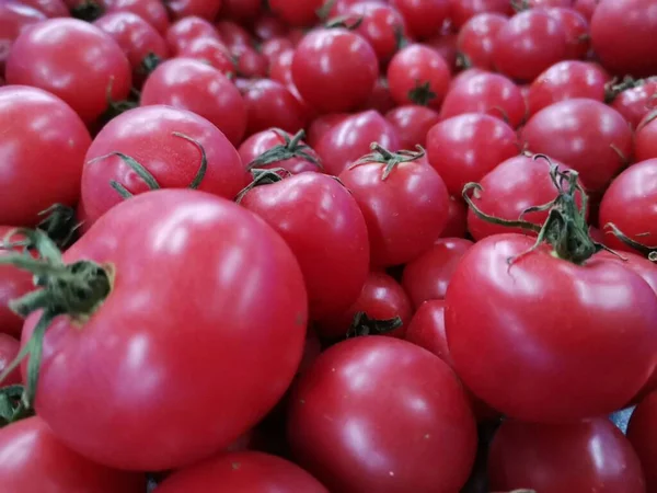 fresh tomatoes on market stall