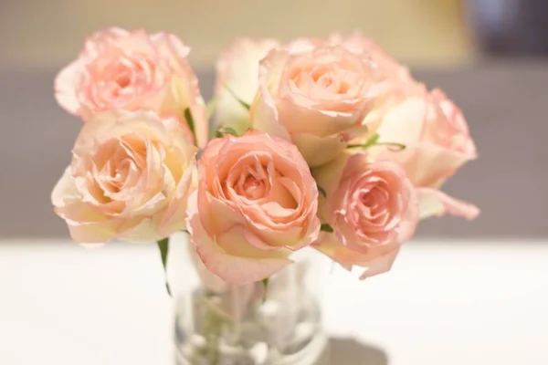 beautiful bouquet of roses in a vase on a white background.