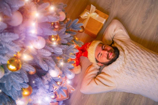 Natal Feriados Festivo Feliz Temporada Tempo Médio Adulto Homem Retrato — Fotografia de Stock