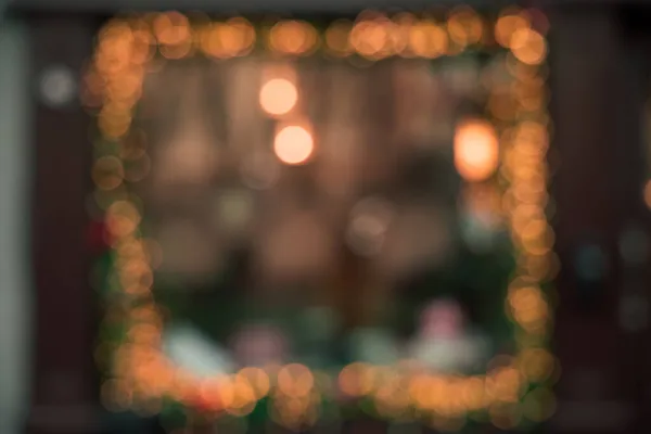 Guirnalda Navidad Luces Cálidas Bokeh Iluminación Marco Forma Ventana Vacaciones — Foto de Stock