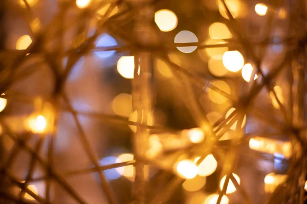 Unfokussiertes Licht Ausrüstung Bokeh Illumination Von Weihnachten Dekorative Girlanden Unscharfe — Stockfoto