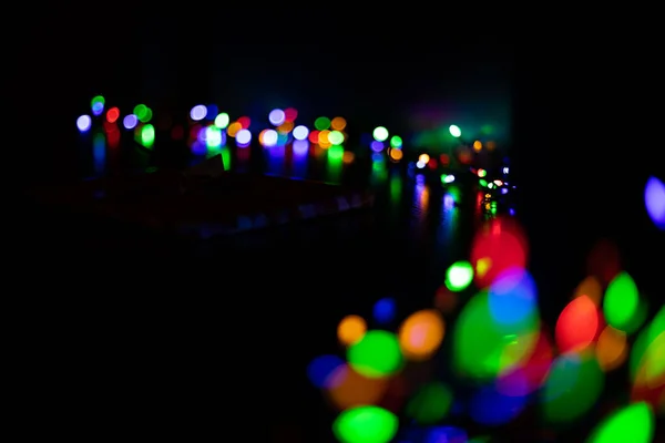 Χριστούγεννα Και Πρωτοχρονιά Παραμονή Εορταστική Γιρλάντα Φώτα Και Bokeh Πολύχρωμα — Φωτογραφία Αρχείου