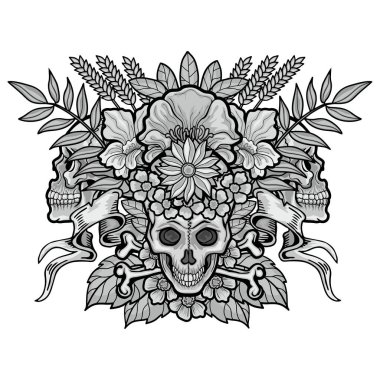 Kafatası ile gotik tabela, grunge vintage tasarım tişörtler