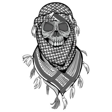 Arap kafatası, grunge vintage tişört tasarımı