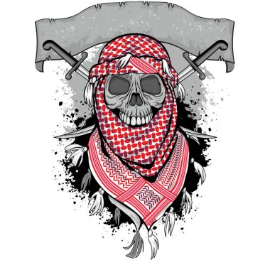 Arap kafatası, grunge vintage tişört tasarımı