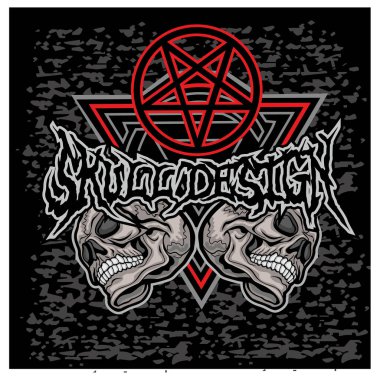 Kafatası ile gotik tabela, grunge vintage tasarım tişörtler