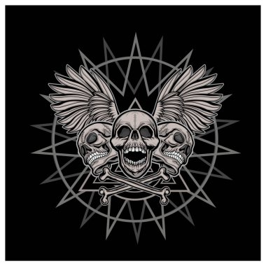 Kafatası ile gotik tabela, grunge vintage tasarım tişörtler