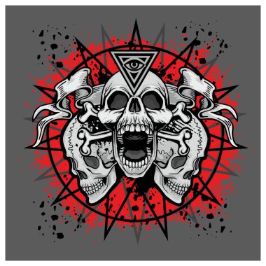 Kafatası ile gotik tabela, grunge vintage tasarım tişörtler