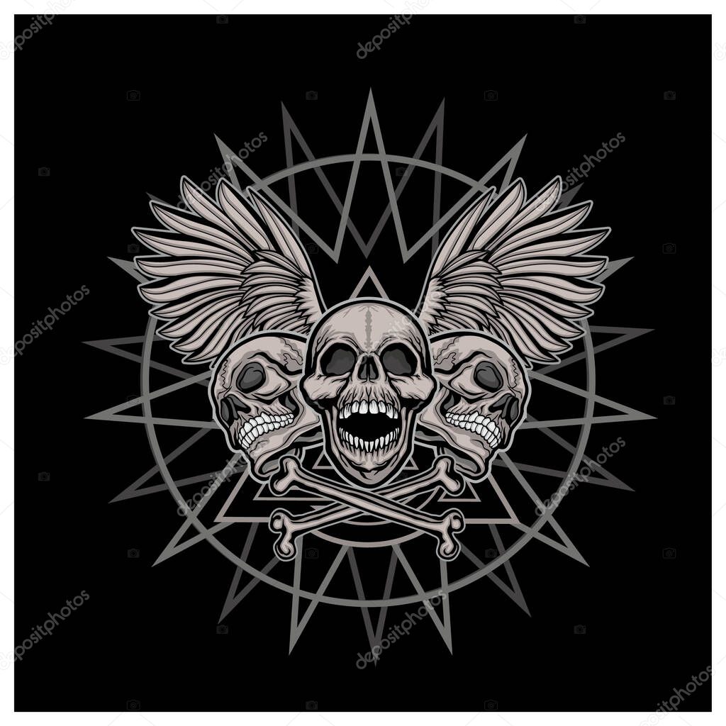 Gothic sign with skull, grunge vintage design t shirts