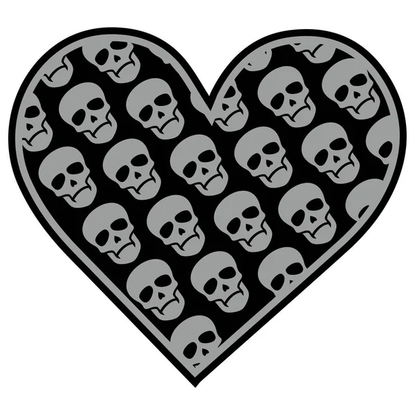 Calavera San Valentín Con Corazón Camisetas Diseño Vintage Grunge — Vector de stock