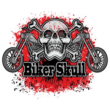 Kafatası ve grunge marka tişörtleri olan motosiklet.