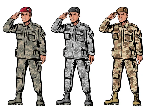 Soldat Avec Pistolet Camouflage Numérique — Image vectorielle