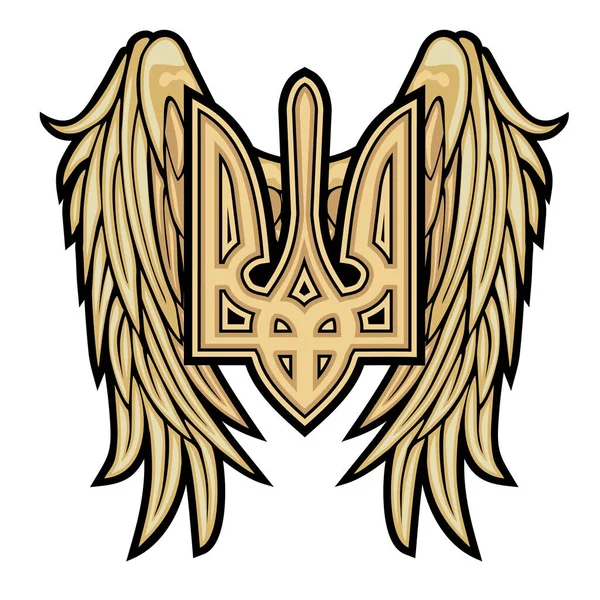 Ukrayna 'nın resmi arması. Kanatlı, grunge marka tişörtlü.
