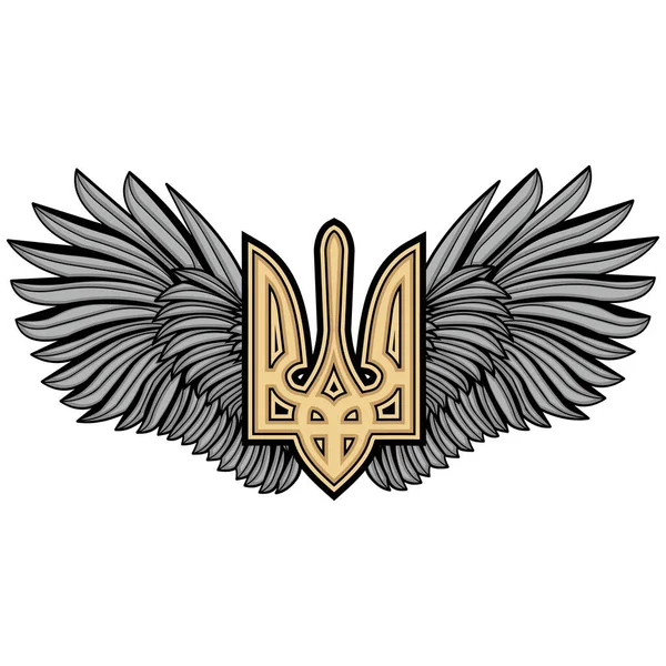 Επίσημο Παλτό Των Όπλων Της Ουκρανίας Φτερά Grunge Vintage Σχεδιασμό — Διανυσματικό Αρχείο