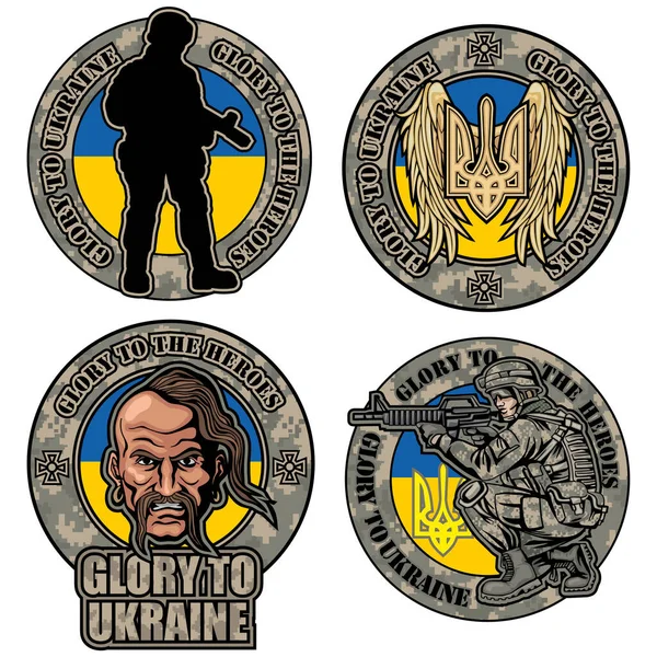 Chevron Ucraniano Militar Grunge Vintage Design Shirts —  Vetores de Stock