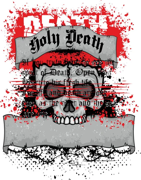 Signo Gótico Con Cráneo Camisetas Diseño Vintage Grunge — Archivo Imágenes Vectoriales