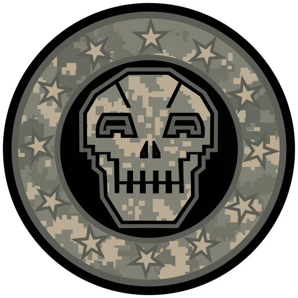 Emblemă Militară Craniu Tricouri Design Vintage Grunge — Vector de stoc
