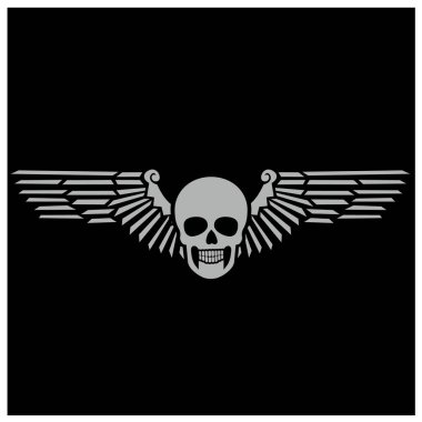 Kafatası kanatlı askeri amblem, eski moda tişörtler.