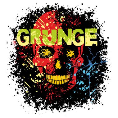 Kafatası ile gotik tabela, grunge vintage tasarım tişörtler