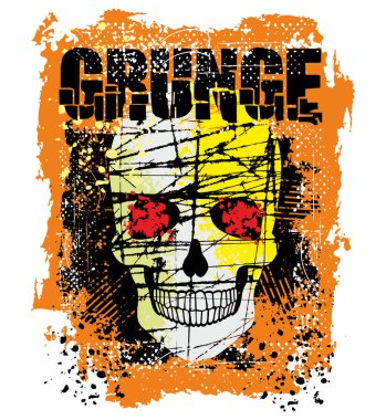 Kafatası ile gotik tabela, grunge vintage tasarım tişörtler