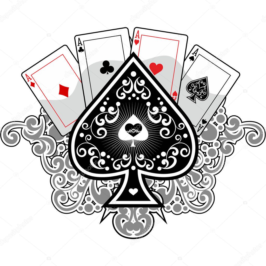 Ace of spades with skull, grunge vintage design t shirts