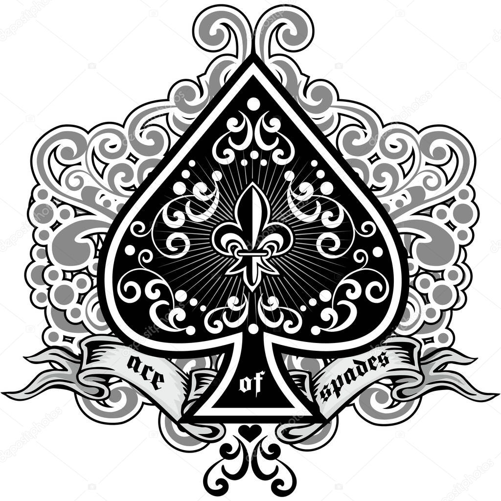 Ace of spades with lily, grunge vintage design t shirts