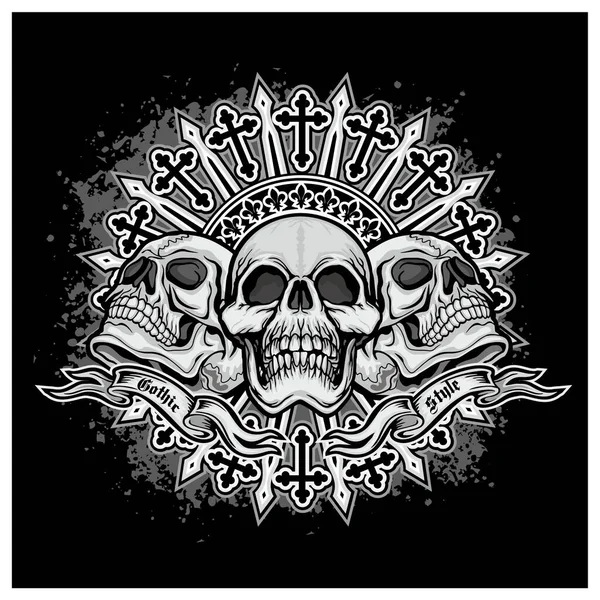 Gothic Sign Skull Grunge Vintage Design Shirts — Stock Vector