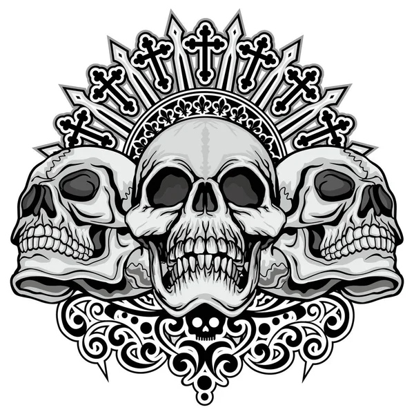 Gothic Sign Skull Grunge Vintage Design Shirts — Stock Vector