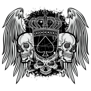 Kafatası ile gotik tabela, grunge vintage tasarım tişörtler