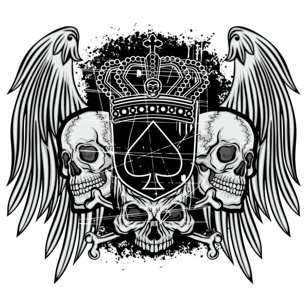 Kafatası ile gotik tabela, grunge vintage tasarım tişörtler