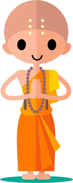 Buddah Monk Flat Illustration — Vetor de Stock