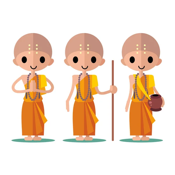 Buddah Monk Flat Illustration — ストックベクタ